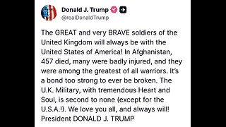 Trump has respect for the "British" forces but NOT NATO, UN or "british" oligarch. Monday 8pm