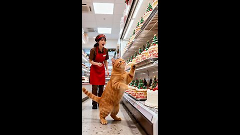 🐱🎄 Cute Cat Can’t Resist The Christmas Tree Cakes And Reaches For One #hmminds