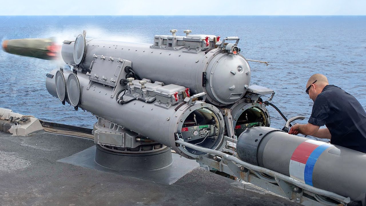 Loading & Firing Scary Torpedoes Aboard Massive US Warship in the Ocean