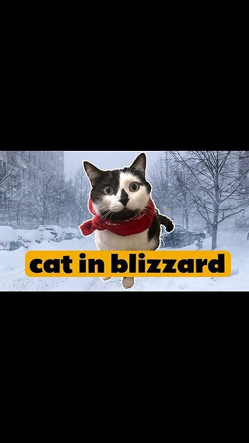 Feral cat in cold blizzard