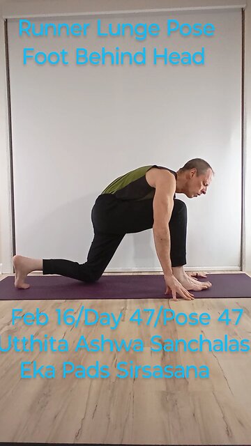 Runners lunge foot behind head / Utthita Ashwa Sanvhalanasana