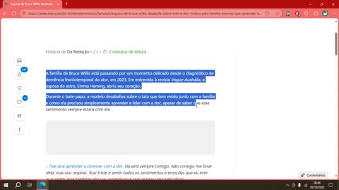 Esposa de Bruce Willis desabafa sobre luto e dor vividos pela família