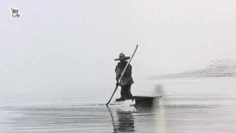 How to draw Fisher man with Boat in Foggy Scenery Art