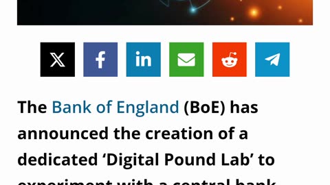 BANK OF ENGLAND TO LAUNCH DIGITAL POUND LAB