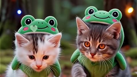 Frog Kitties by Campfire 🔥🐸#cat #cute #cats #love #frog #friends