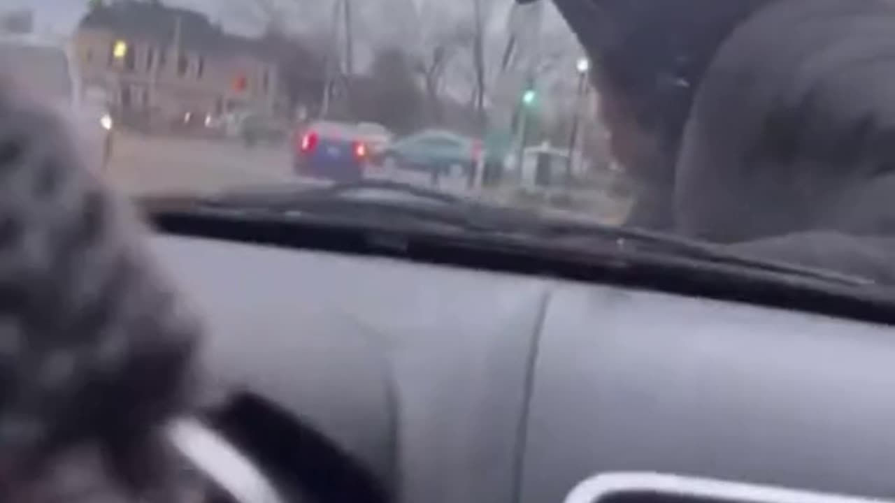 black girl speeding with her bf on the hood of car....