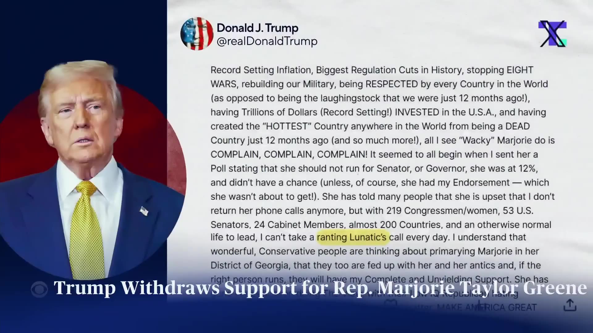 Marjorie Taylor Greene says she is facing threats amid Epstein files fallout, Trump pulling support