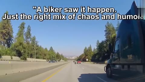 BIKER TRIED TO GET REVENGE BY BRAKE CHECKING A SEMI-TRUCK