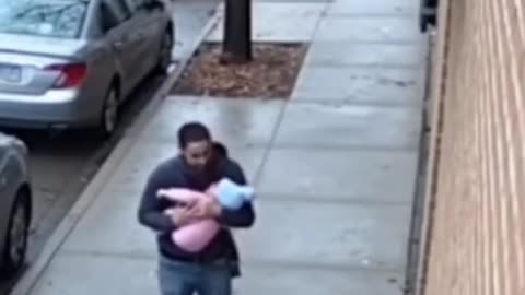 he heard a scream and saved a baby in the last second 😧