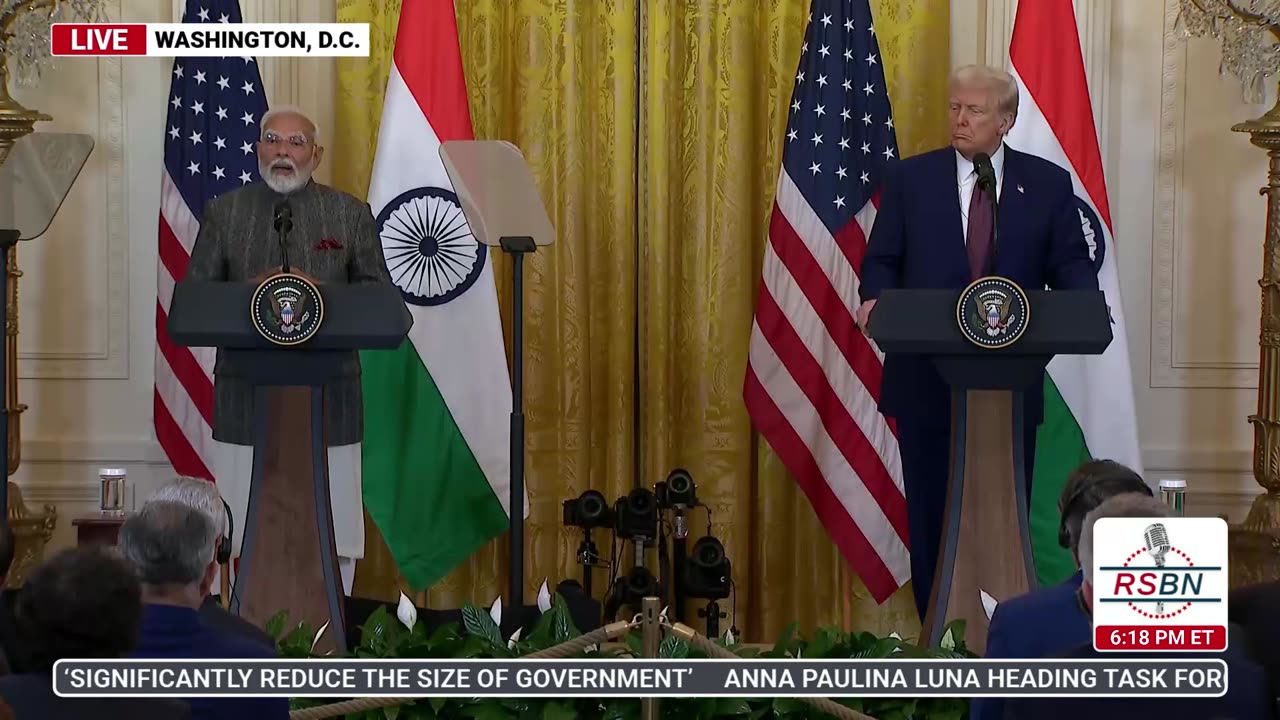 WATCH: President Trump Holds a Press Conference with Indian PM Modi in The East Room 2/13/25