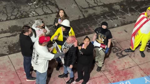 Verbal scuffles on the verge of getting physical here at the ICE building in Portland,