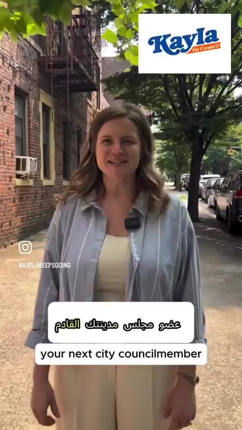 Kayla Santosuosso running for City Council in Brooklyn, is doing Full Ads in Arabic