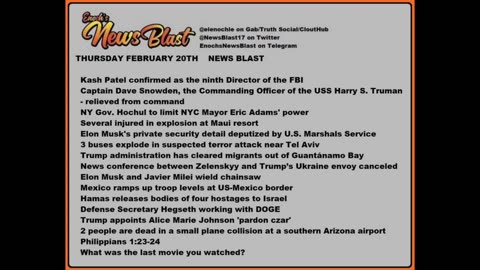 Thursday Febuary 20, 2025 News Blast