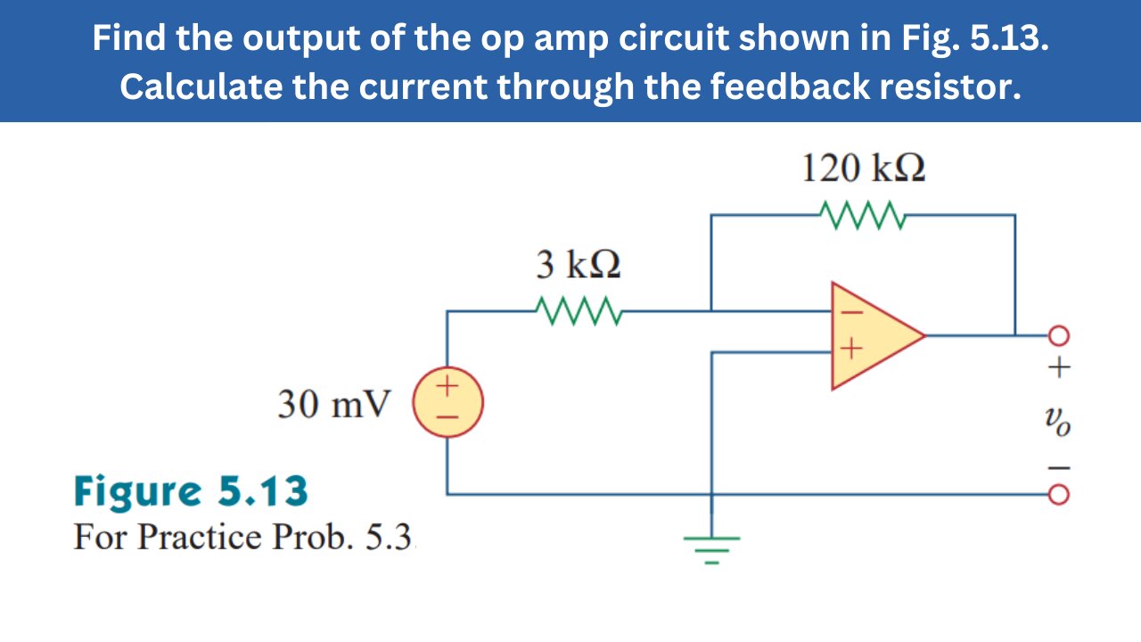 Practice Prob 5.3 | Find the output of the op amp circuit shown in Fig. 5.13 | FEC 4th Edition