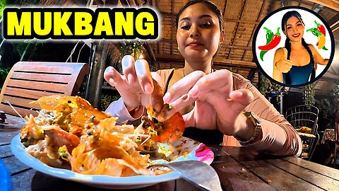 Curry Prawns Garden Mukbang at Night