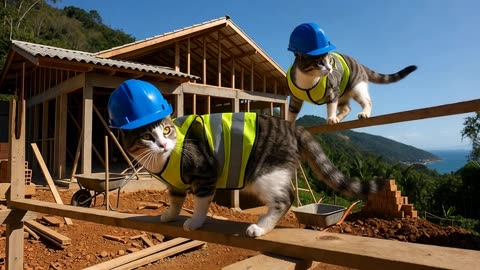 Funny Cats at Work 😂🐱 | This Went Totally Wrong!” “Cats Trying to Work on a Construction