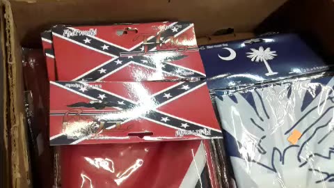 Box full of REBEL FLAGS