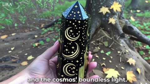 Celestial Moon & Star Etched Obsidian Crystal Tower | Protection & Focus Energy Sculpture