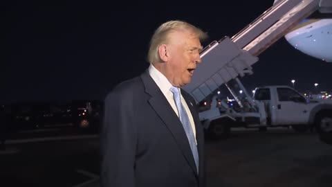 President Trump takes questions from the press, before returning to Washington, D.C.