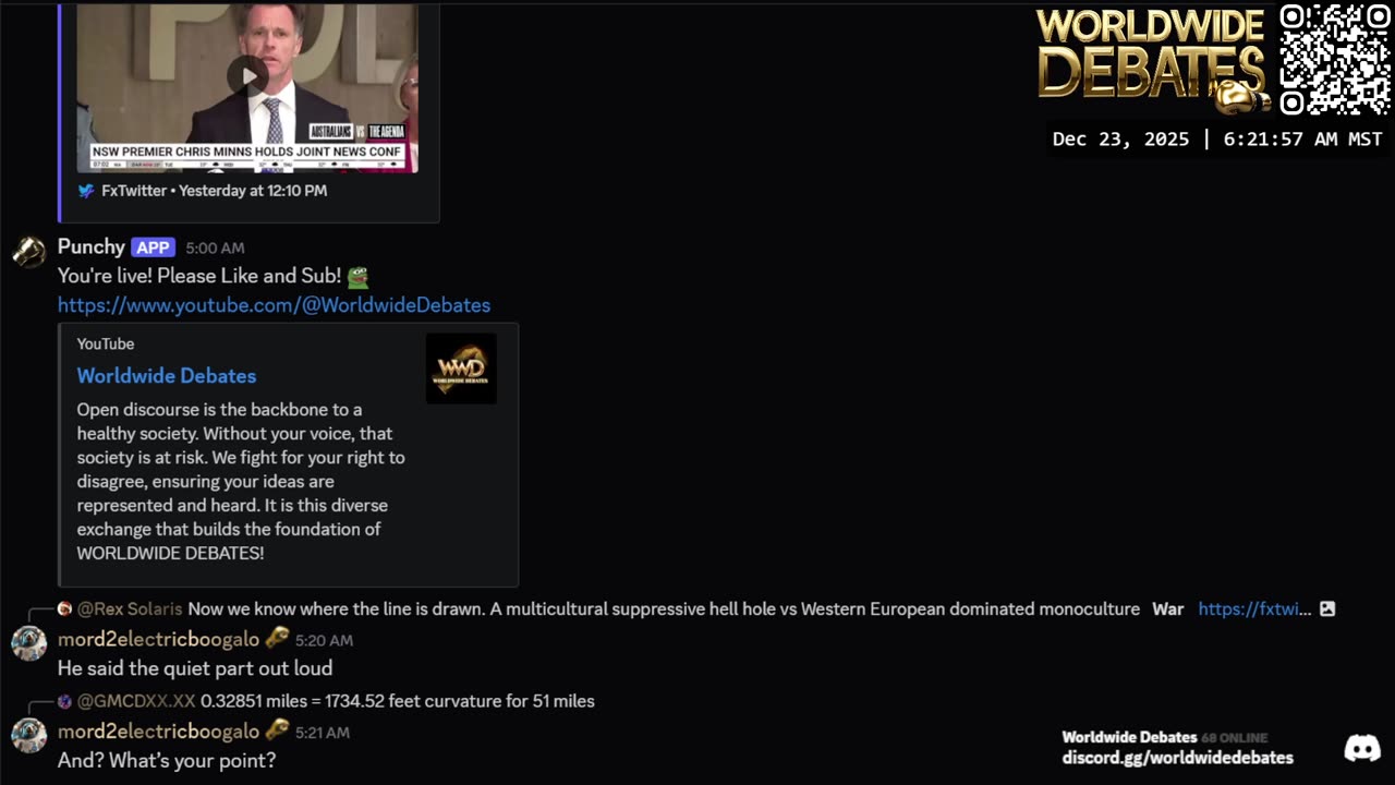 0241 WIDESTREAM - Worldwide Debates - YouTube/Twitch/Rumble