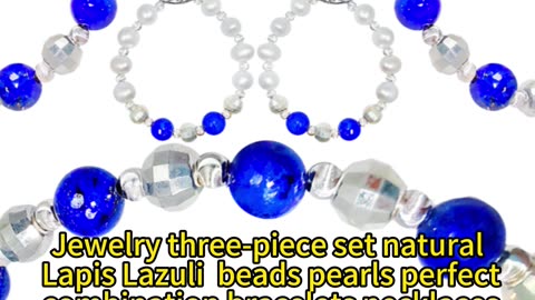 GN-20250219-04 Jewelry three-piece set natural Lapis Lazuli beads pearls perfect combination