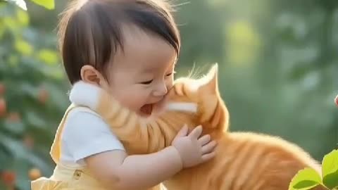 "Baby and Cat Friendship: The Sweetest Bond Ever! 🐾👶"