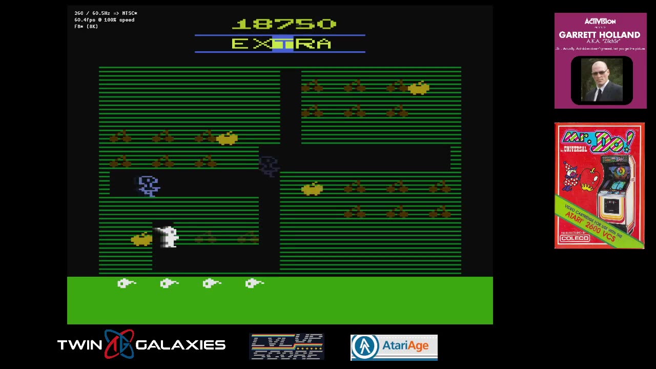 Atari 2600 EMU - Mr. Do! - Game 1 X/X - 100,100