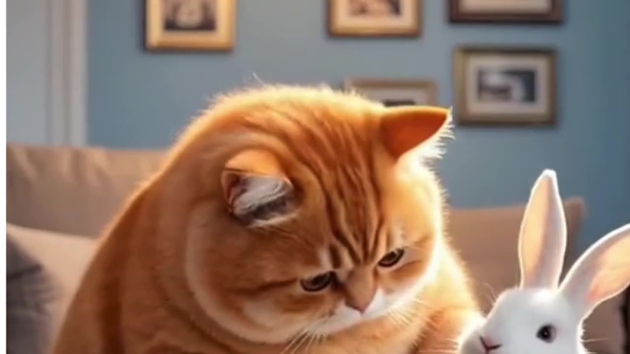 🐱❤️🐰 A Cat & Rabbit’s Heartwarming Friendship – A Tale of Love & Care! 🌿✨