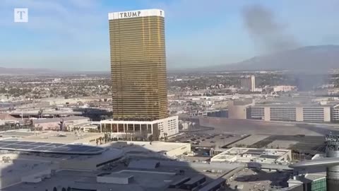 Moment Tesla Cybertruck explodes outside Trump hotel