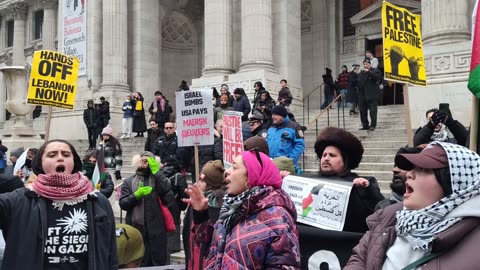 Before the New Year 2025 people in NYC demand “ARMS EMBARGO NOW!”