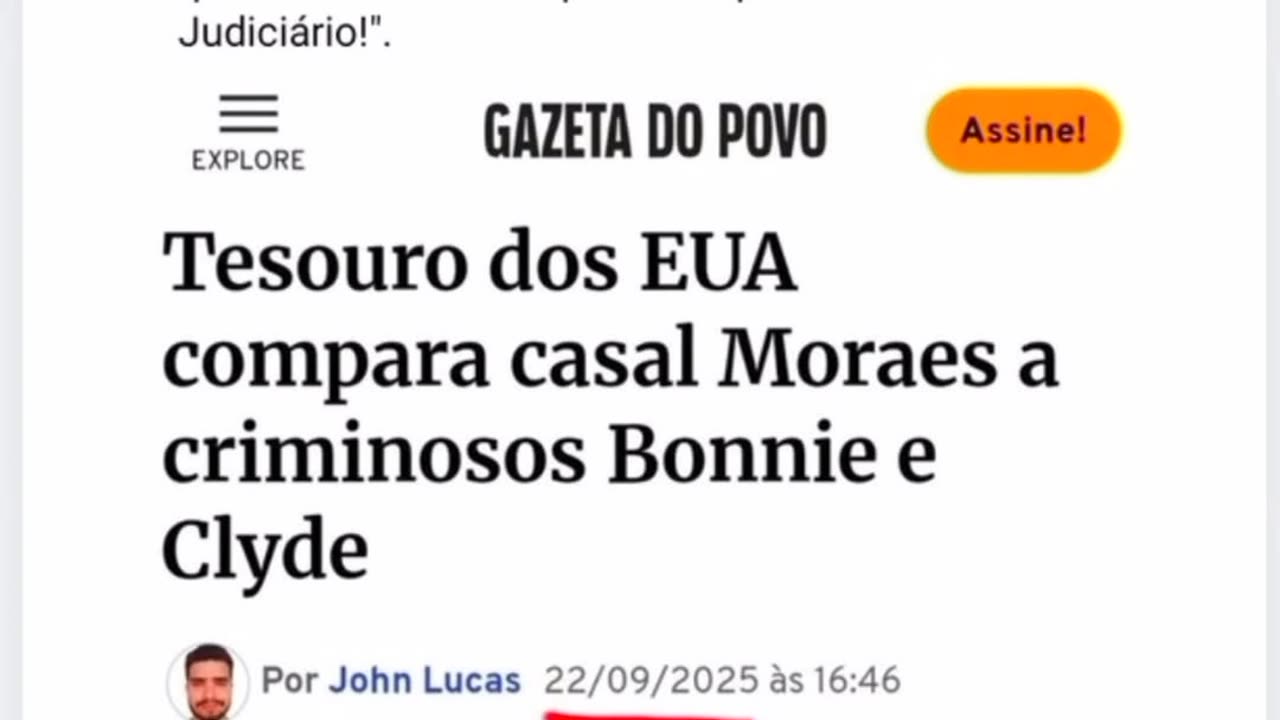 Tesouro dos EUA compara casal Moraes a criminosos Bonnie e Clyde. 😜