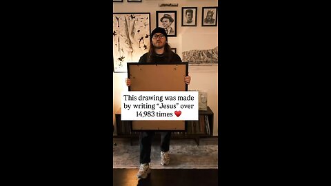 This Drawing was Made By Writing "Jesus" 14,983 Times