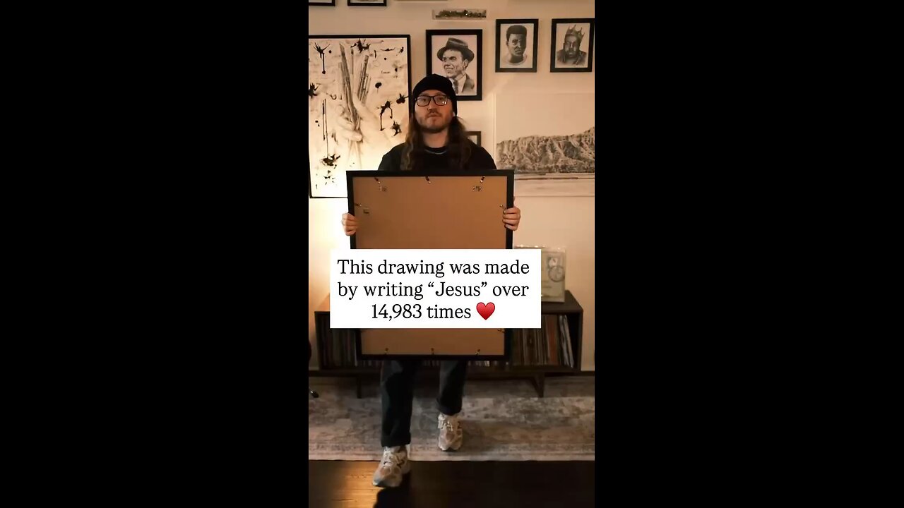 This Drawing was Made By Writing "Jesus" 14,983 Times