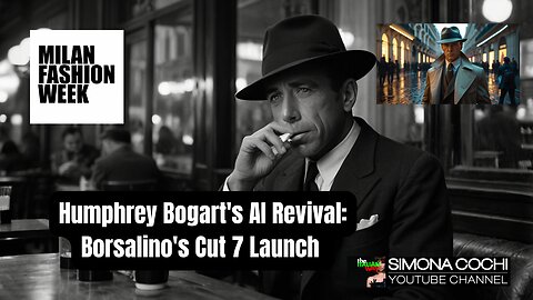 Humphrey Bogart's AI Revival: Borsalino's Cut 7 Launch during MFW - AI reviewed by Simona Cochi