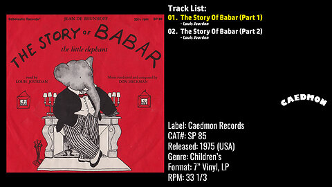 Jean De Brunhoff – The Story Of Babar The Little Elephant (Full Record) – 1975 – CAT.# SP 85