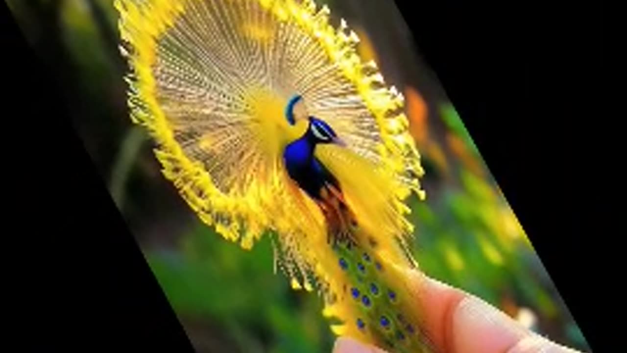 A Peacock with Colorful Feathers Shining in Hand