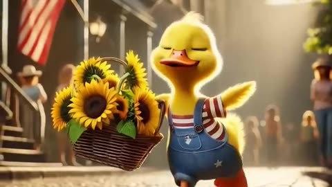 Cute_Duck_s_Basket_Of_Sunflowers_Is_So_Beautiful丨CAT丨CUTECAT丨AI丨AICAT丨PUPPY丨