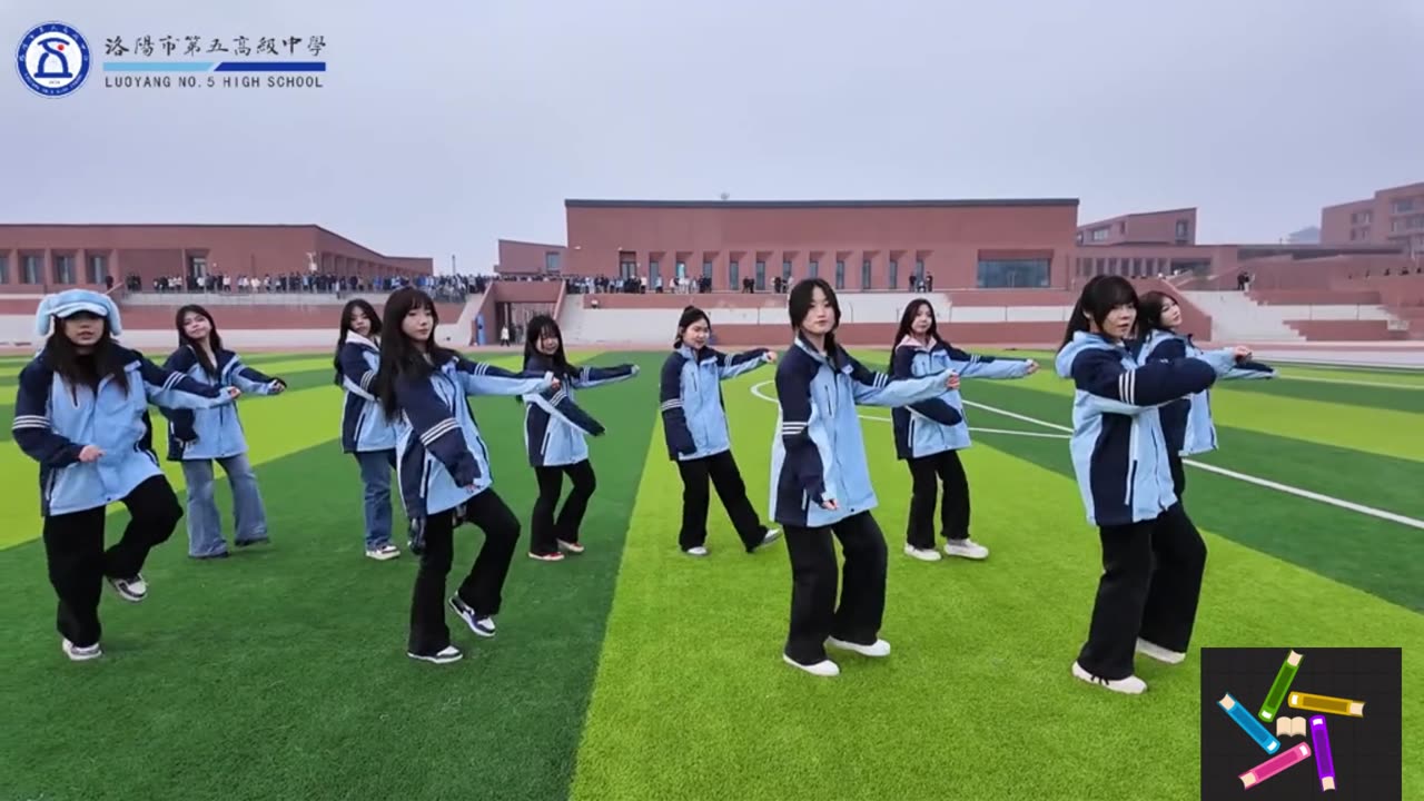 Chinese school girls dancing