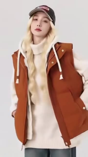 Men’s High-Quality Hooded Puffer Vest Jacket with Zipper Closure, Casual Warm Outerwear Style