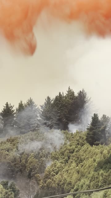 Ten Tanker Drops Fire Suppressant Chemicals on Fire in Chile