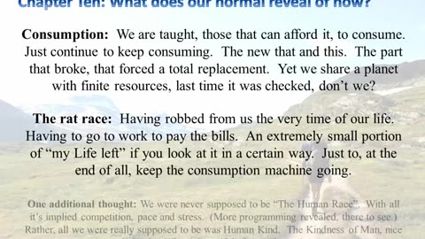 Deprogramming the Programming: Chapter Ten: What does our normal reveal of us