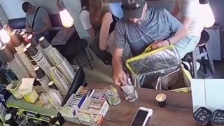 Delivery driver steals from tip jar. Caught on camera.