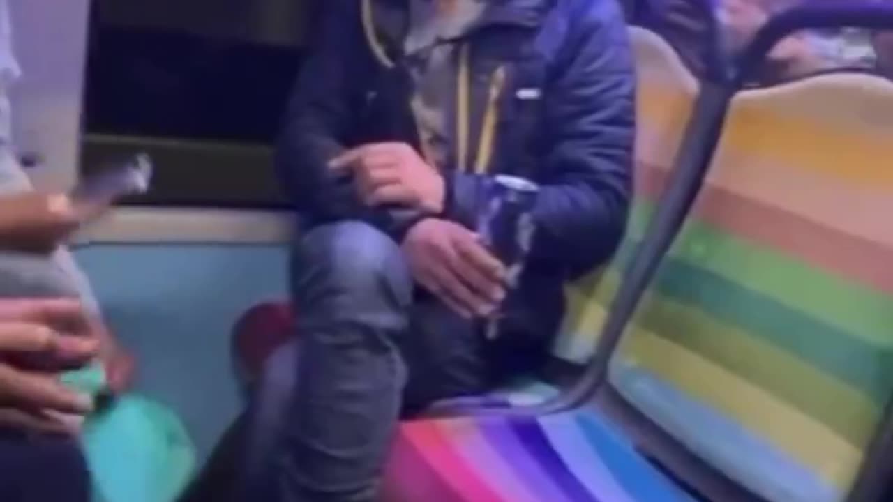 The usual suspect on the bus pulls out a knife to prove who's boss.