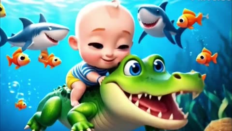 Funny Baby & Crocodile Ride