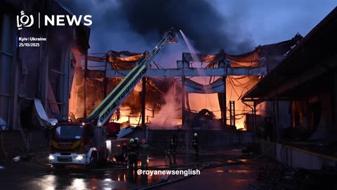 رويا الاخباري Ukrainian firefighters respond after overnight mis