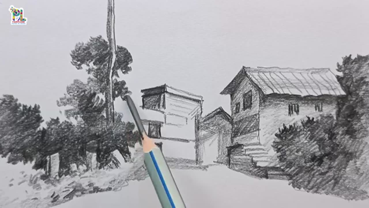 How to Draw Day Light Village Street Art