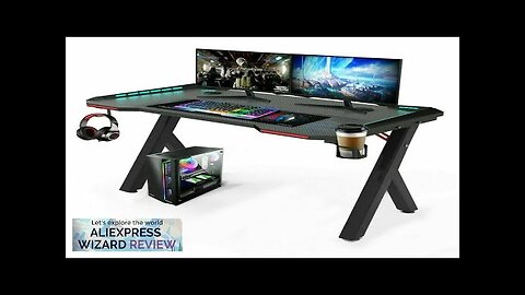 Gaming Desk PC Computer Gamer Desk Ergonomic Workstation with RGB LED Lights Review