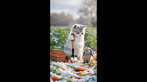 cute cat and rabbit