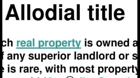 YOU NEED AN ALLODIAL TITLE TO TRUELY OWN SOMETHING