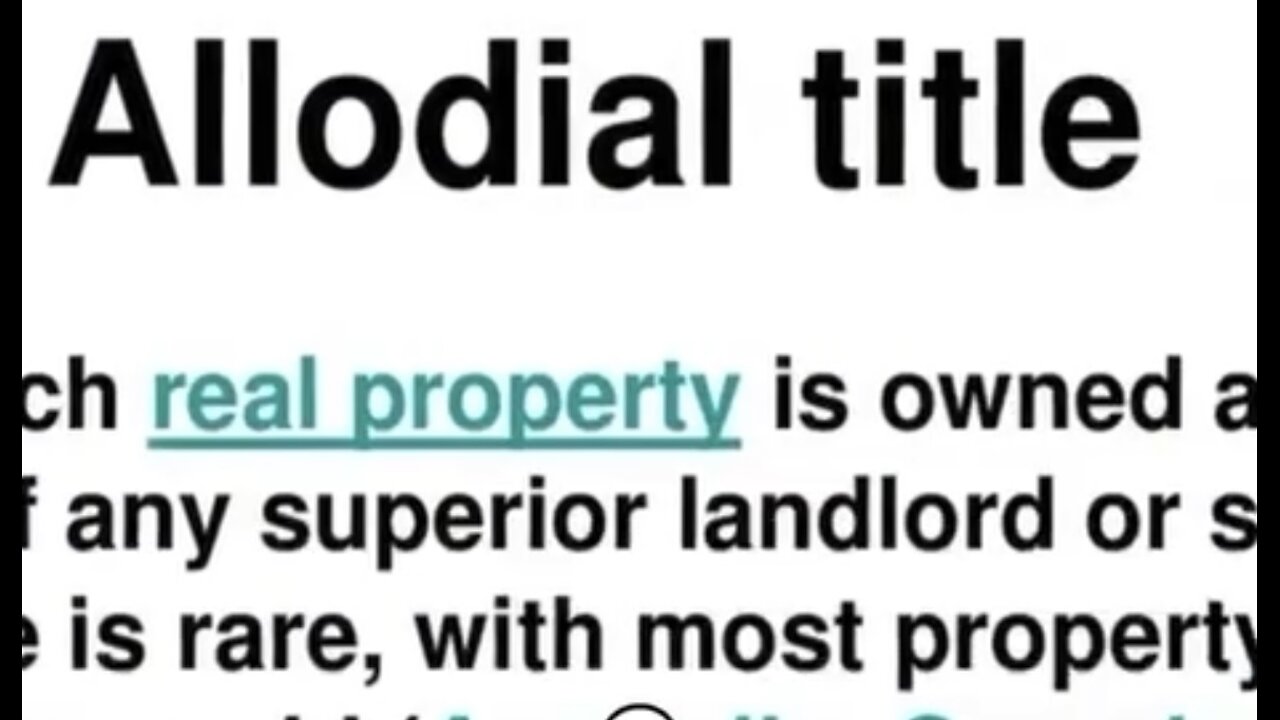 YOU NEED AN ALLODIAL TITLE TO TRUELY OWN SOMETHING